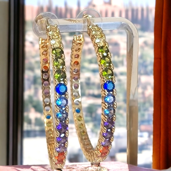 DANNIJO Jewelry - Dannijo Gemeaux Gold plated earrings,2" large hoops!